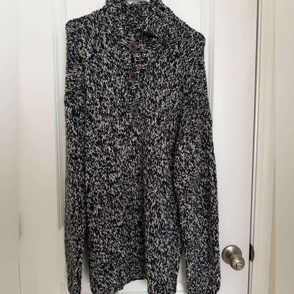 Navy & White Chunky Knit Sweater